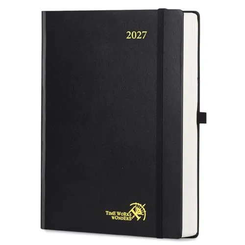 POPRUN Agenda 2027 Dia Por Pagina, Tapa Dura, A4 29,7 x 21cm escolar