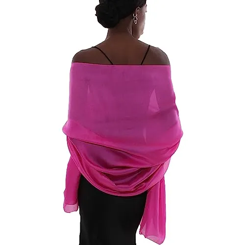 PIOYMEYA Chal Rosa Rojo Mujer Fiesta Estola Foulard Fular Boda Ligero Pashmina Bufanda Pañuelos para Vestido Noche