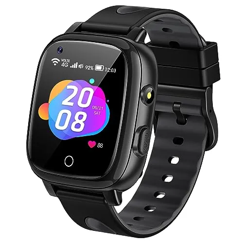 ADUOGENG Reloj Inteligente Niño 4G/GPS/WiFi/Videollamada/SOS, Regalos Smartwatch Niño Niña con Fotografía, Música, Horario de Clase, Modo de Clase, Despertador, Linterna, Podómetro, Contraseña, Negro