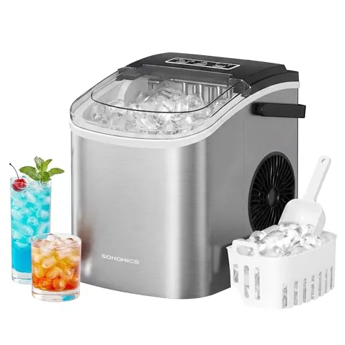 SONGMICS Máquina de Hielo Autolimpiante, Portátil, 12 kg en 24 Horas
