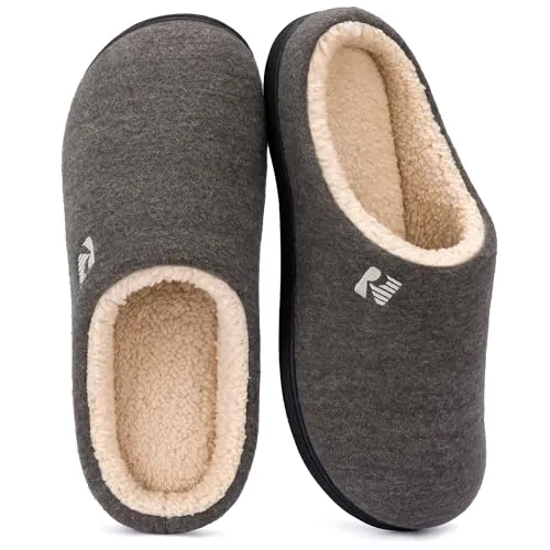 RockDove Zapatilla de Clog con Forro de Sherpa para Hombre, 40/41 EU, Gris Y Natural