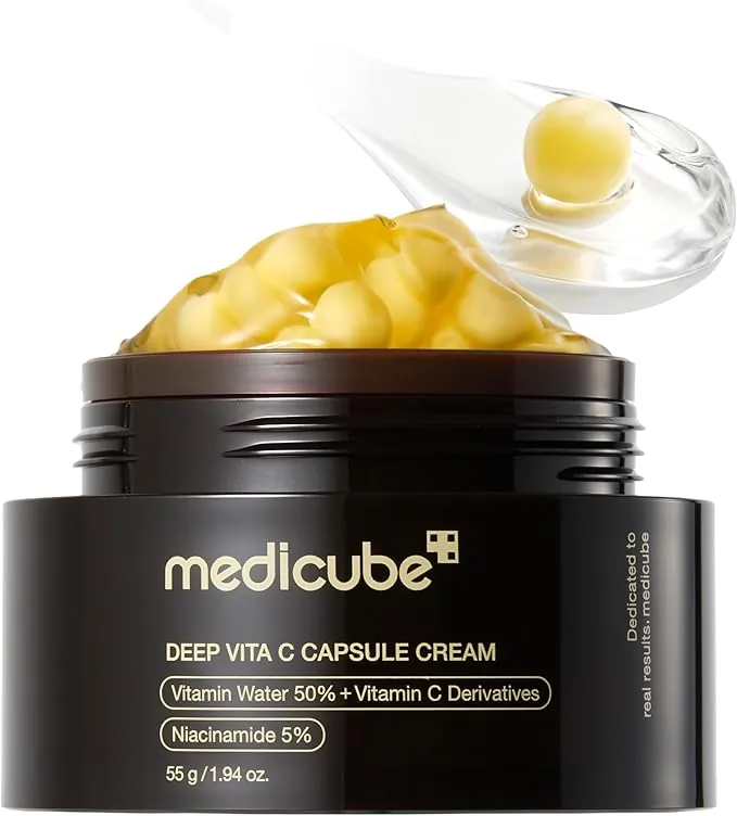 medicube Hidratante Facial Deep Vitamin C Golden Capsule, Cápsulas Liposomales Para Arrugas, Gel Transparente Para Una Piel Radiante Y Luminosa, Para Un Cuidado De La Piel Coreano De 1.94 Onzas
