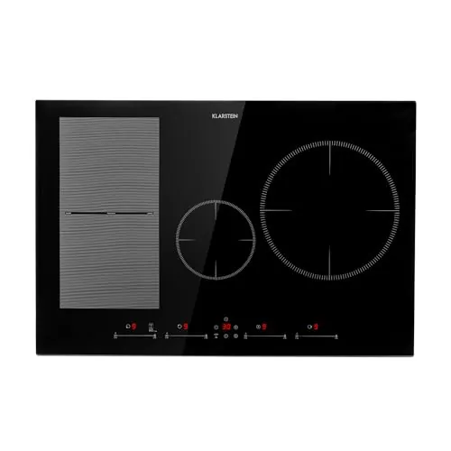 Klarstein Placa Induccion Eléctrica, 7500W, Vitrocerámica Inducción Eléctrica de 4 Fuegos, Placas de Cocción de Sobremesa, Control Táctil, Placas de Cocción de Inducción, Eléctricas para Cocinar