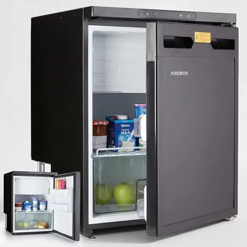Arebos Frigorífico Compresor para Autocaravana 65L con Congelador | Control por APP | 12V/24V | Hasta -20°C | Puerta Reversible | Nevera para Camper, Furgoneta, Coche y Camión