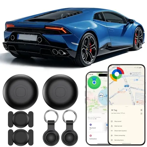 CMINGKEJI GPS Coche Localizador Pack 2 ud, Magnético Localizador GPS Android e iOS, Smart Tag sin Suscripción, Resistente al Agua (IP68), Resistente, para Moto, Cartera, Maleta Cabina