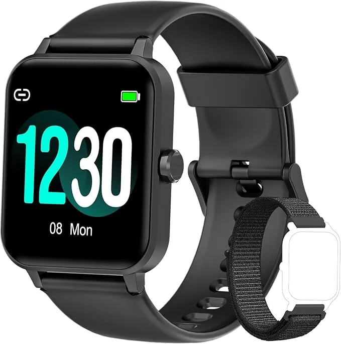 Blackview Reloj Inteligente para Hombre y Mujer, 1.85 Pulgadas, con Pulsómetro, Monitor de Sueño, Control de Música, SpO2, Podómetro, Deportivo, Rastreador