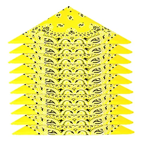 Karl Loven EL BANDANA - Lote de bandanas 100% Algodon de primera calidad Paisley Panuelo Cabeza Cuello Bufanda - Juego de 5 Amarillo(Modello Mandala)
