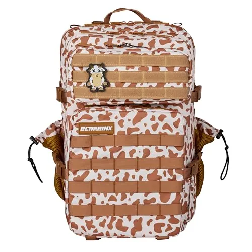 Mochila Táctica 45L – Mochila Cabina Avión, Oxford 1000D Impermeable, Compartimento Zapatillas y para Ordenador, Gimnasio, Hombre y Mujer, by ELITEX TRAINING (Vaquita)