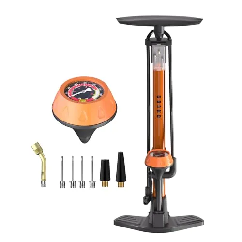 GOBKO Bomba de Bicicleta, Bombas de Bicicleta con Presta y Schrader Bomba de neumáticos Bomba de Aire Multifuncional para Bicicleta de Carretera BTT Bomba de balones Deportivos Alta Presión 11Bar