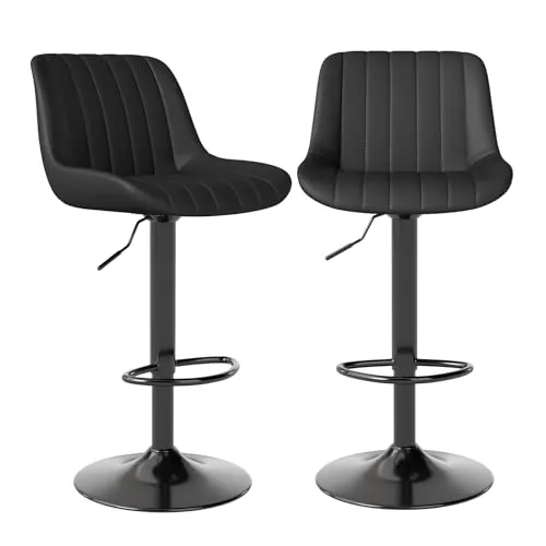 Youhauchair Taburetes Altos de Cocina Juego de 2, Negro