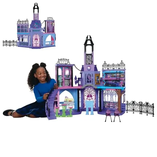 Monster High Instituto Fantasma Playset Grande | Casa de muñecas con 7 áreas de juego y más de 35 piezas para contar historias, mobiliario y accesorios, HLP88