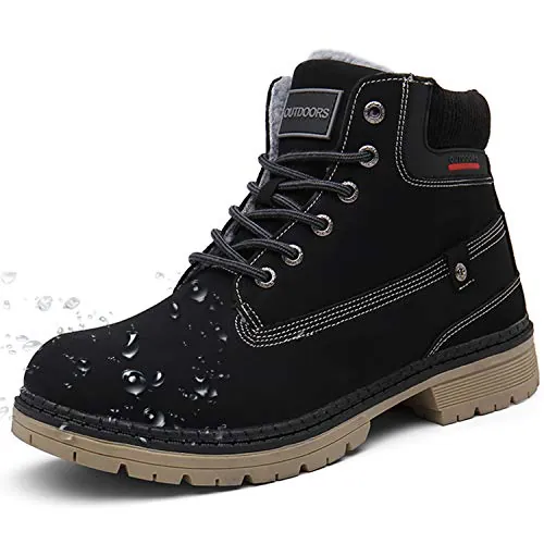 Botas de Invierno Hombre Mujer Botines de Nieve, Negro, 46 | Cálidas Forradas, Impermeables, Trekking, Antideslizantes