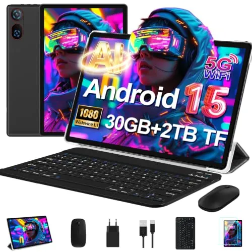 Tablet 10 Pulgadas Android 15, 30 GB RAM + 2 TB ROM Expansión, Widevine L1