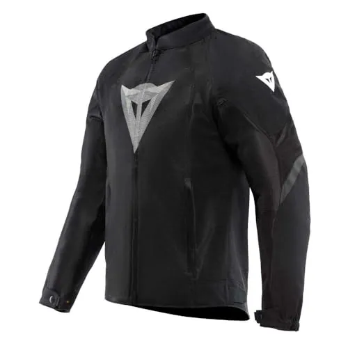 Dainese - Air Graphics Tex Jacket, Chaqueta de Moto de Verano, Ventilada y Ligera, con Protectores Suaves en Hombros y Codos, Hombre, Negro/Blanco Diamante, 48