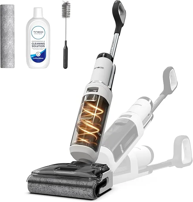 Tineco Floor One Stretch S6 Aspiradora en Seco y Húmedo, Aspirador Vertical,Posición Plana de 180°, Diseño Compacto de 13 cm, Autolimpieza Flashdry a 70 °C en 5 Minutos, Limpieza por Las Tres Caras