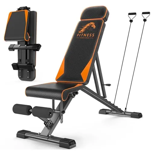 Dskeuzeew banco musculación plegable Banco de pesas ajustable para casa estable de 400KG banco de pesas plegable con 8 Posiciones Ajustable
