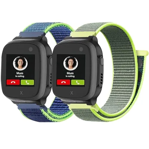 Lurmerea 2 Piezas Pulseras de Nylon 16mm Compatibles con Xplora X5 Play/Kidzi/XGO 2/XGO 3, Adorno para Reloj Inteligente Infantil Cómodo Impermeable Ajustable Repuesto para Niñas Niños