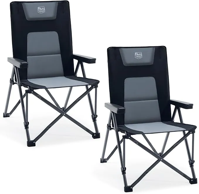 TIMBER RIDGE Silla de camping plegable de 260 kg, respaldo alto ajustable en 4 posiciones silla plegable acolchada, respaldo alto con bolsa de transporte silla de camping para jardín, balcón, caravana