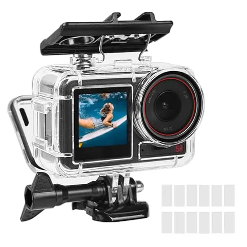 OKFUN Carcasa impermeable compatible con DJI Action 5 pro/Action4/Action3, protección de buceo sumergible sumergible 50M/164FT con accesorio de soporte