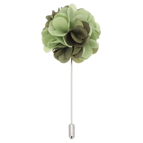 PATIKIL Pin de Boutonniere de Flor, Broche de Solapa para Hombres Flor de Camelia para Traje Boda Graduación Aniversario Broche Accesorios de Graduación, Verde Oscuro/Verde Claro