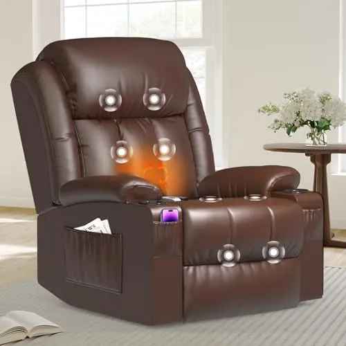BareTay Sillón Relax Sillón Reclinable 150°, Eléctrico Levanta Personas, Sillón de Masaje con Calefacción Lumbar, Reposapiés Extensible, Doble Puerto USB+Tipo C, 2 Portavasos, 4 Bolsas de Almacenaje