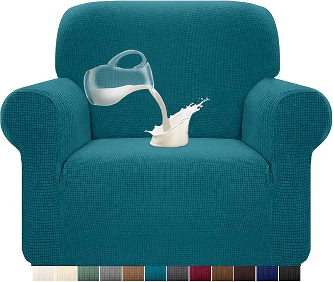 Granbest Funda de sofá elástica Resistente al Agua, 1 Pieza, Funda de sofá elástica de Spandex Jacquard con Espuma Antideslizante (1 Plaza), Color Verde Azulado