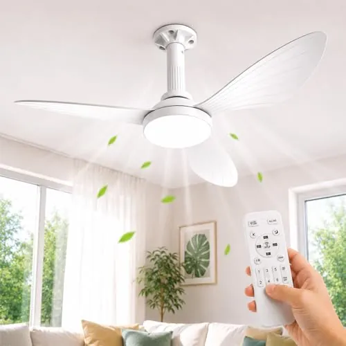 Hisummer 91cm Ventilador de Techo con Luz E27, Montaje Rápido en 3 Pasos