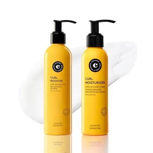COCUNAT - Método curly - Rizos Perfectos en 2 pasos - Moisturizer Leave-in + Curl Booster - Hidrata, Nutre, Fortalece, Elimina el frizz y Desenreda - 250ml+150ml