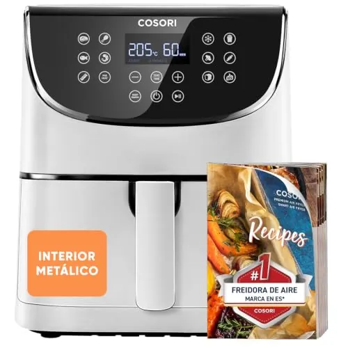 Cosori Freidora de Aire 5,7L, Interior Metálico, 11 Modos, 97% Sin Aceite