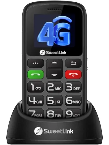 SweetLink S2 Plus 4G Teléfono Móvil para Personas Mayores, Senior Moviles de Teclas Grandes y Volumen Alto, Botón SOS, Bateria 1400mAH,Compatible con Todos los Operador