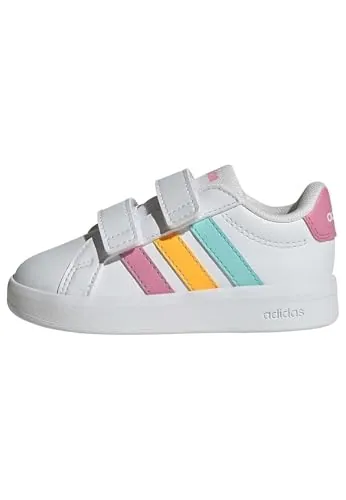 adidas Unisex bebé Grand Court 3.0 Shoes Infants, FTWR White/Bliss Pink/Lucid Tangerine, 21 EU