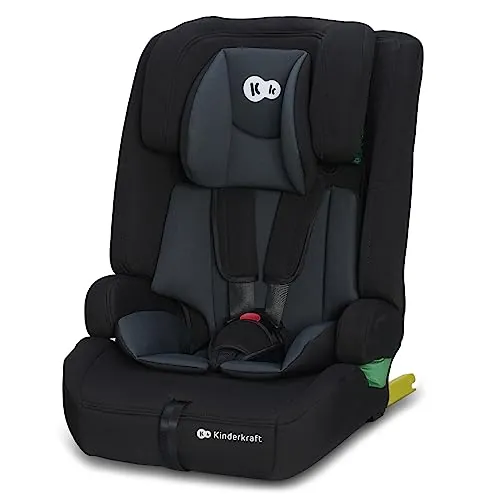Kinderkraft SAFETY FIX 2 I-SIZE 75-150 cm Silla coche grupo 1 2 3 isofix, Asiento niño coche, Arnés interior de 5 puntos, Reposacabezas ajustar, Asiento amplio y blando, Reductor modular, Negro