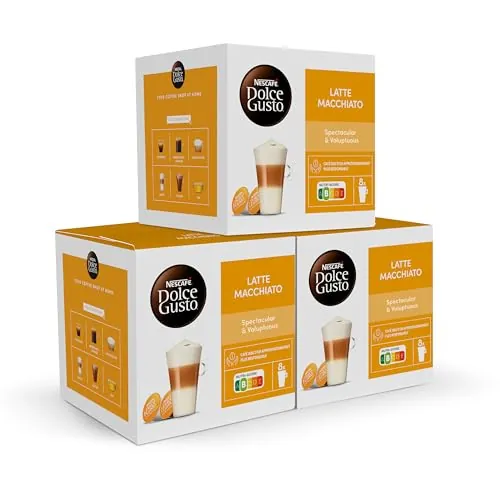 NESCAFÉ Dolce Gusto Latte Macchiato - Cápsulas de Café, 48 Cápsulas (3 x 16) - Originales para cafeteras Dolce Gusto