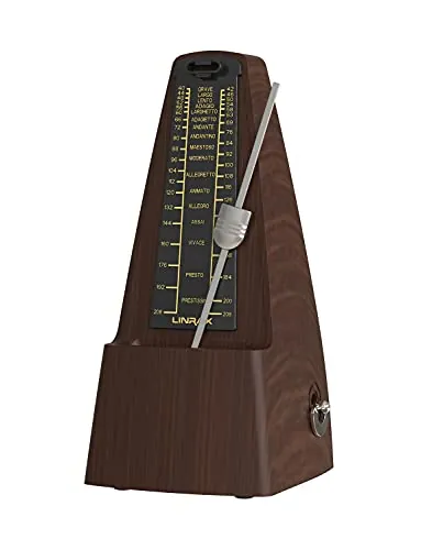 Linrax M2 Metrónomo Mecánico para Piano Guitarra Bass Bajo Ukelele Batería Drum Violín y Otros Instrumentos Musicales, Pista Tempo y Ritmo, Sonido Fuerte, Alta Precisión, Grano de Madera