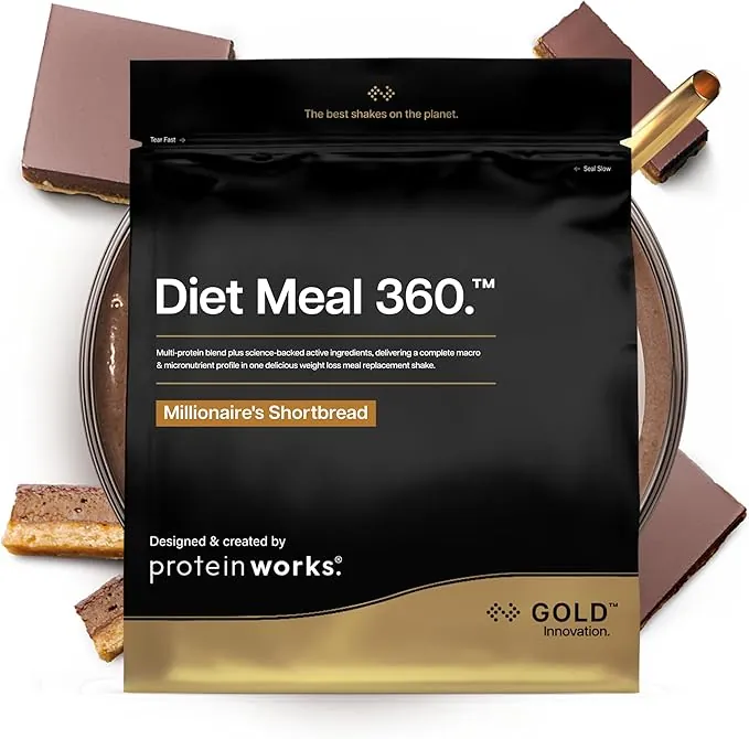 Protein Works | Diet Meal 360 – GOLD Innovation, Shake Sustituto de Comidas, Apoya Pérdida de Peso, 24 Vitaminas & Minerales, Linaza, Inulina, Omega-3, Chocolate y Caramelo, 14 Comidas, 1kg