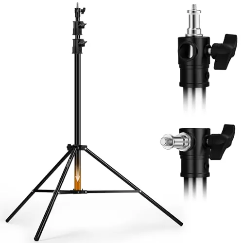 K&F Concept Soporte de luz acolchado de aire, 104,14–279,4 cm de altura | Trípode de fotografía resistente de 2,8 m para estudio, carga máxima de 8 kg, bolsa de arena incluida para luz COB de caja
