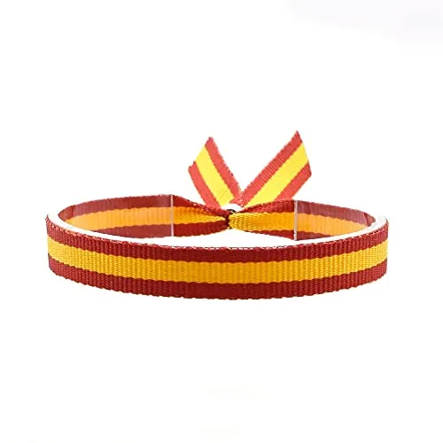 BDM Pulsera de Tela Bandera de España con Cierre Ajustable, Colgador de Coche. Ancho 10 mm. (1 Unidad)