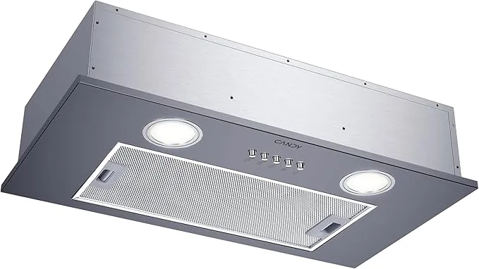 Candy Campana CBG625/1X grupo filtrante, 3 niveles de potencia, Capacidad extracción 200m3/h, Luces led, Panel antigrasa, Filtros carbono, 74W, 63dB, Gris, 13 x 52 x 28 cm