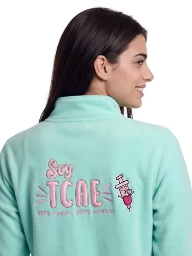 Nurse is Love Forro Polar Mujer Chaqueta TCAE, Cremallera Completa