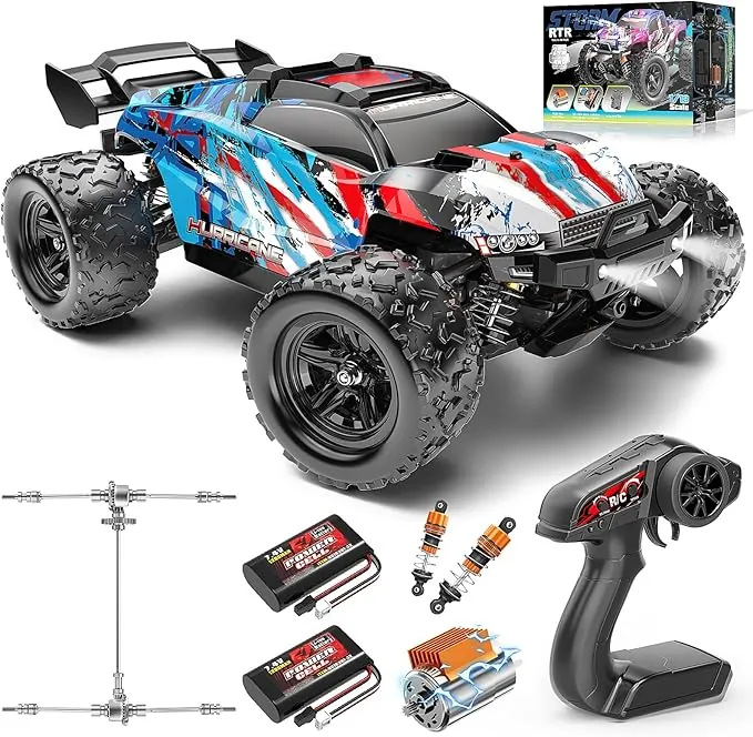 Coche Teledirigido Adulto 1:18 4x4 Todoterreno, RC Car 40 km/h con Doble Batería 1200mAh, Transmisión Metálica Completa y Velocidad Ajustable, Coche RC Radiocontrol Portátil para Exteriores