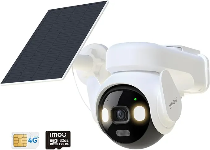 Imou 5MP Cámara Vigilancia 4G WiFi Dual, Grabación 24/7 AOV, Cámara Exterior Solar con Batería 10000mAh, Detección Humana/Vehículo, Visión Nocturna Color, Mode Privado, Incluye Sim y 32GB Tarjeta SD
