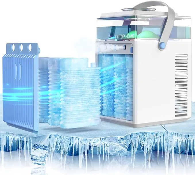 Aire Acondicionado Portátil, 800ML Mini Enfriador de Aire Portátil con Control de Aplicación, 5 en 1 USB Recargable con 6 Cajas de Hielo, Mini Aire Acondicionado para el Hogar, Oficina