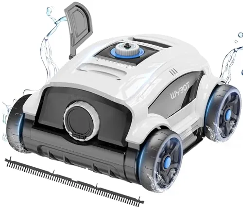 WYBOT Robot limpiafondos Piscina sin Cable, 130 Minutos hasta 100㎡ Robot Piscina sin Cable Aspirador Piscinas con 2 Motores, Cepillo Grande y Aberturas de succión, Boquilla Ajustable