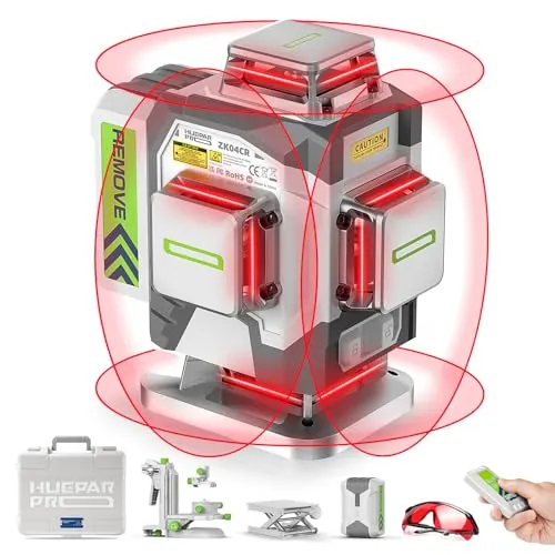 Huepar Pro Nivel Láser Autonivelante 360 Rojo con Control Remoto ZK04CR