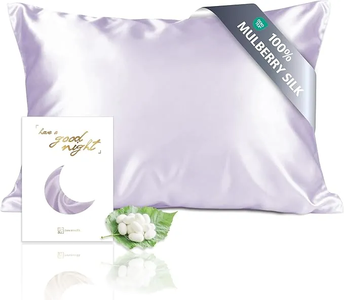 Townssilk Funda de Almohada de Seda Pura de Morera 19 mm, Doble Cara, para Cabello y Piel, Salud, Cremallera Oculta, 600 Hilos, 1 Unidad, 40 x