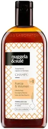 Nuggela & Sulé Champú Nº1 - Fuerza & Volumen. Con Extracto de Cebolla Roja y Glucógeno Marino. Fortalece. Estimula el Crecimiento. Frena la Caída del Cabello. 250 ml