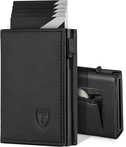 TEEHON Cartera Hombre Slim de Cuero, con Bloqueo RFID con Caja de Regalo