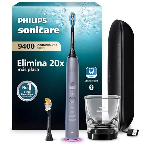Philips Sonicare DiamondClean Smart 9400, cepillo dental eléctrico, sónico con aplicación, sensor de presión, detección de cabezal de cepillado, gris, modelo HX9917/90