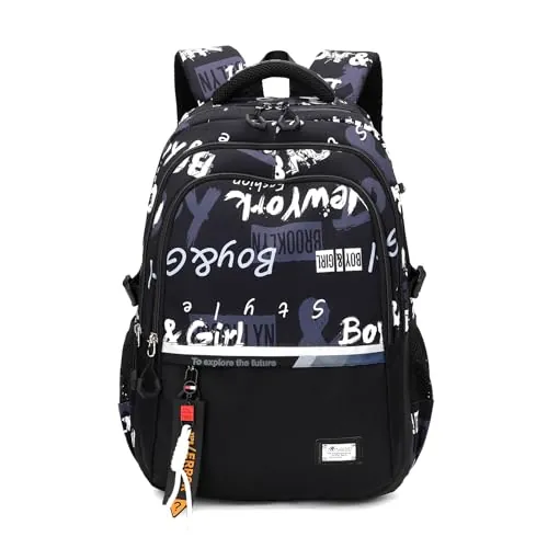 Amythe Mochilas Escolares Adolescentes 32 L con Correa para Carro, Negro