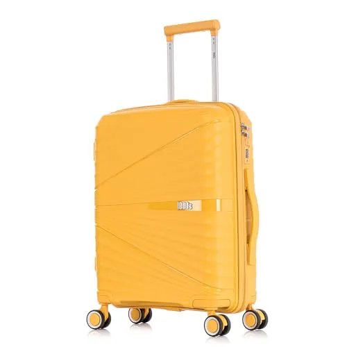 1990s Maleta Mediana expandible Polipropileno 65cm para 23kg (79L)| Maleta Semirigida Extensible con 4 Ruedas Giratorias y Candado Incrustada (Amarillo)